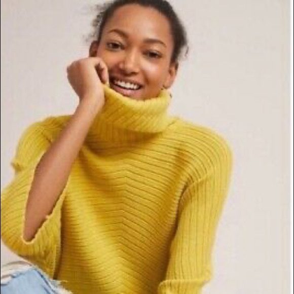 Anthropologie Sweaters - Anthropologie Cowl Neck Mustard Sweater
